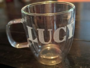 etched coffee mug